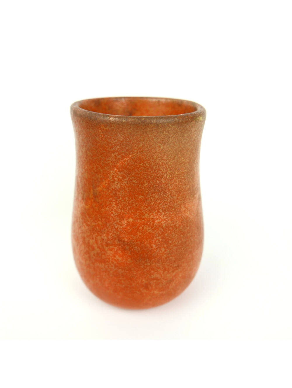 Vintage Mid Century Studio Art Pottery Vase 4" Orange Peel Speckled Glaze